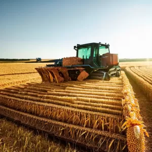 How do 16‑row rotary corn headers handle large-scale farms?