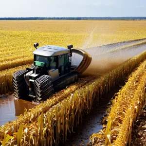 How do 16‑row rotary corn headers handle wet or lodged crops?