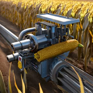 How does a corn header work on a combine harvester?