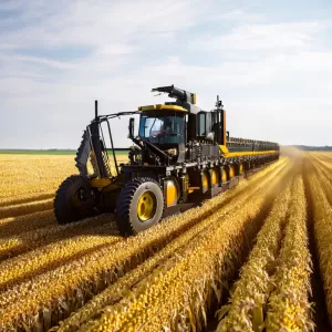 What are the main advantages of a 16‑row rotary corn header?